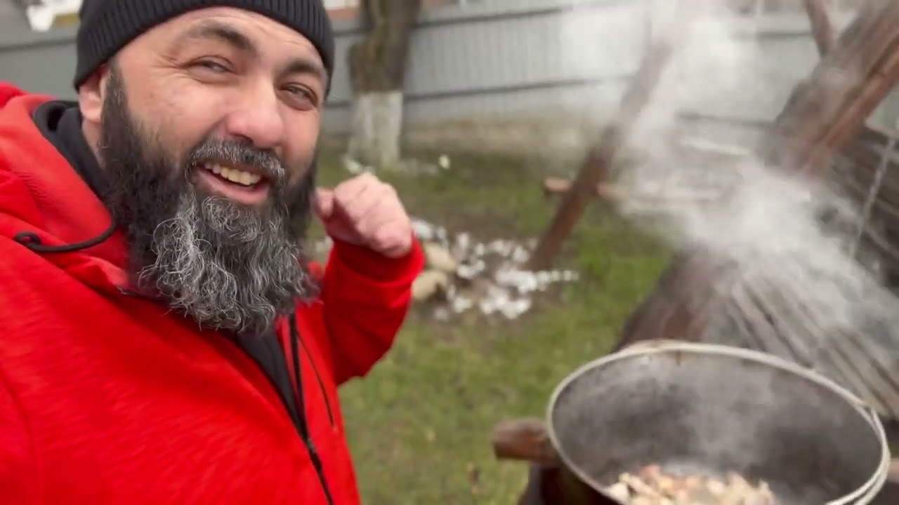 Готовим на КОСТРЕ Макароны с МЯСОМ