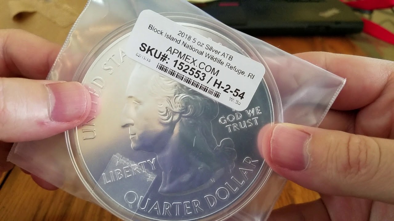 APMEX Silver Bullion Unboxing: 2018 ATB Block Island 5 Oz Coin, America the Beautiful Quarter