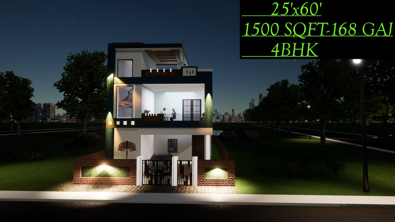 24'X60' Exterior with Interior Home Design//1500sqft//168 Gaj//4BHK👍👍👍