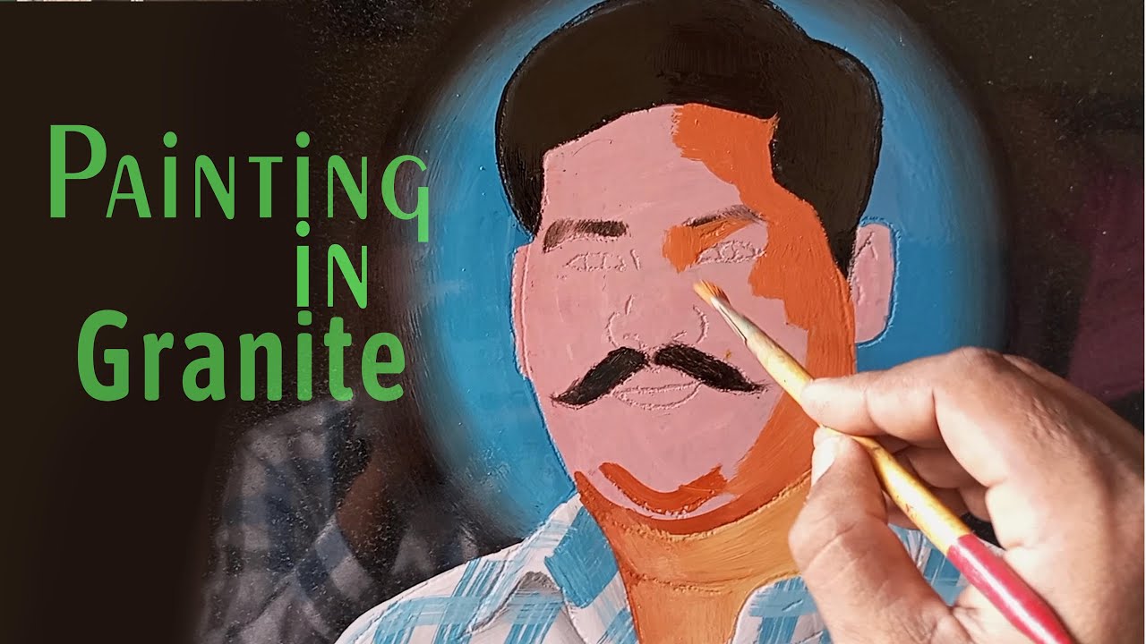 Art in Granite Stone | Portrait Painting challenge | Enamel Colour painting@balajarts