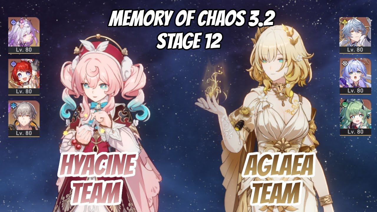 Hyacine x Castorice & Aglaea Team Memory of Chaos Stage 12 (3 Stars) | Honkai Star Rail