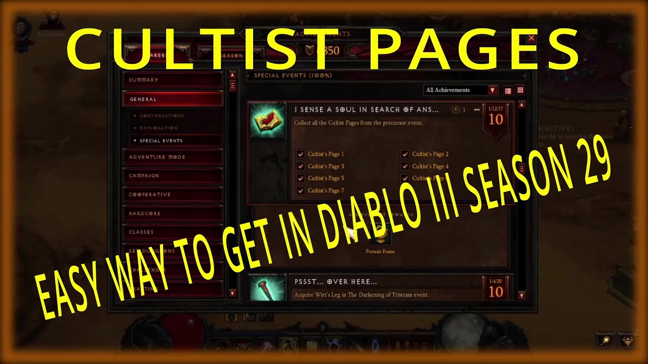 CULTIST PAGES EASY WAY TO GET IN ANY SEASON DIABLO III