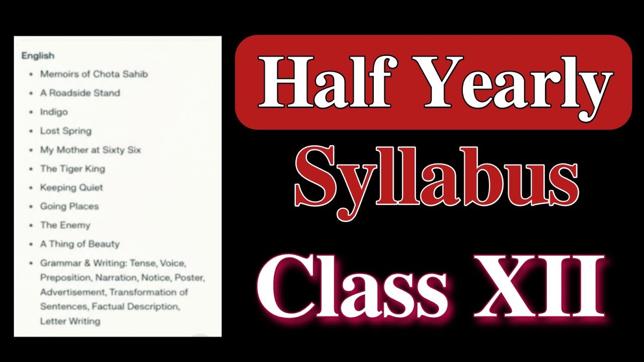 Class 12's HALF YEARLY EXAM 2026 Syllabus | Arts, Commerce, Science stream| Class 12| You can learn 