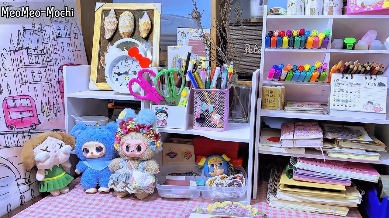 [💙PAPER DIY🎀] Desk Restocking & Organizing | Aesthetic DIY Stickers for Your Workspace