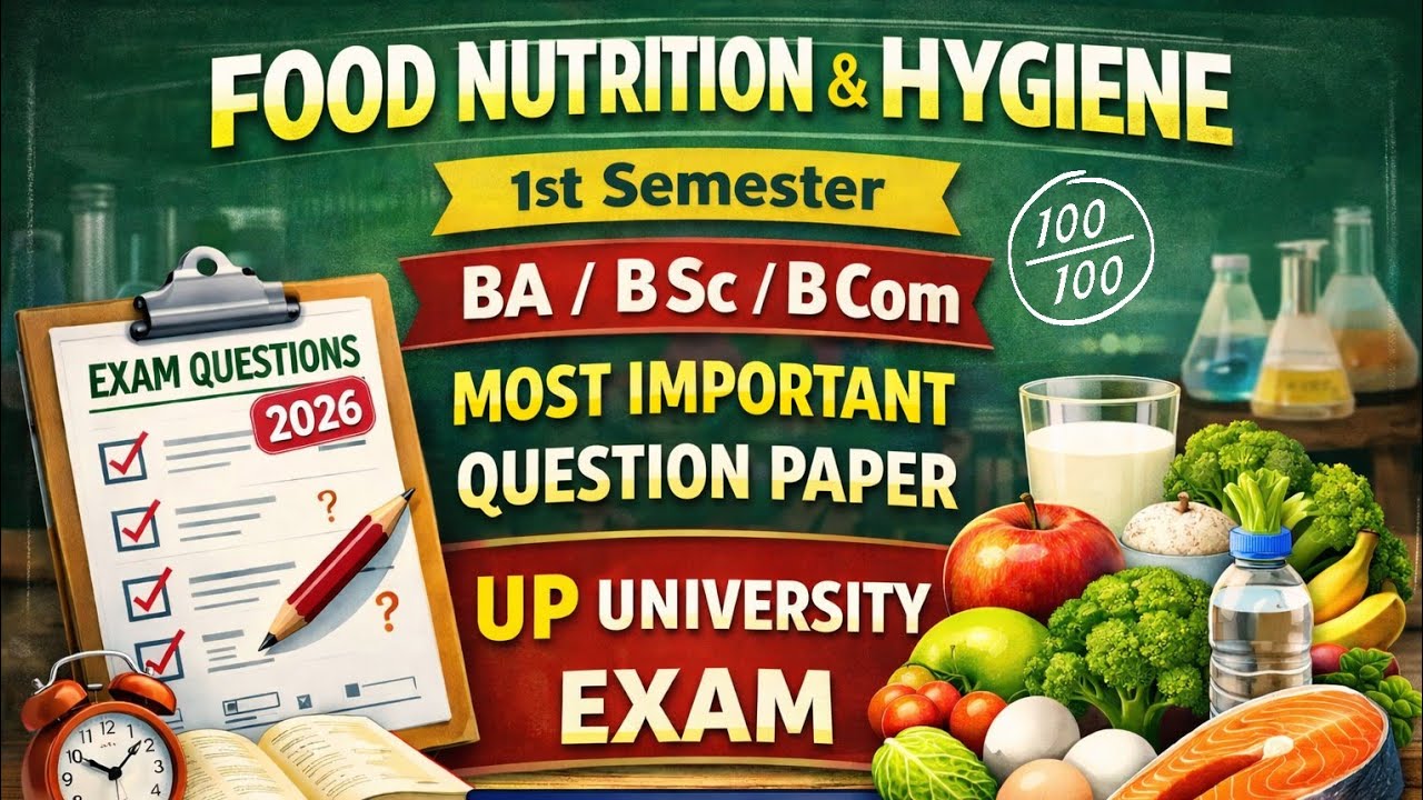 Food nutrition & Hygiene(Co-curricular) 1st Semester B.A/B.Sc/B.Com Most Important Question Paper