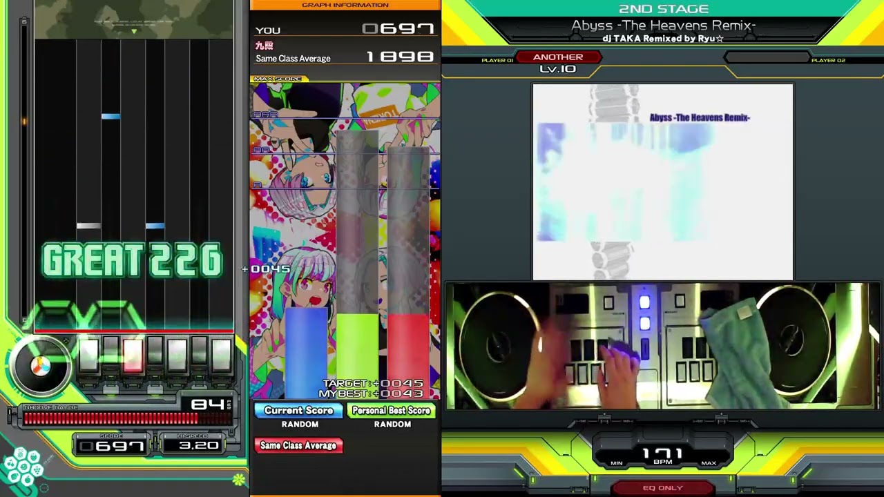 【弐寺】Beatmania IIDX - Abyss -The Heavens Remix- [SPA] Another Level 10 Random Hard Clear