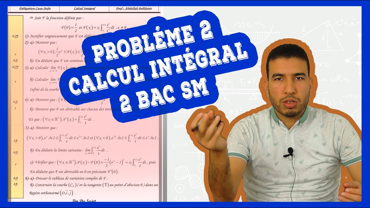 Problème corrigé 2: étude et courbe de la courbe d'une fonction définit par une intégrale - 2 bac SM