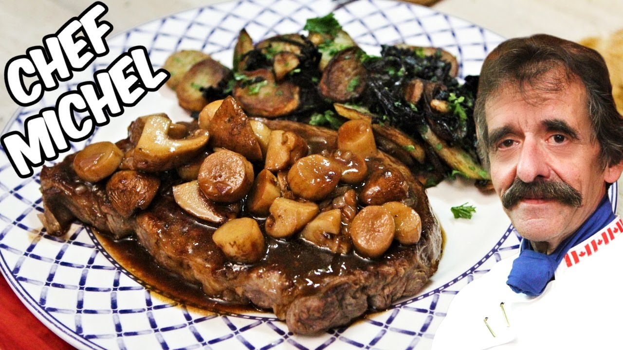 Steaks aux cèpes avec trompettes de la mort