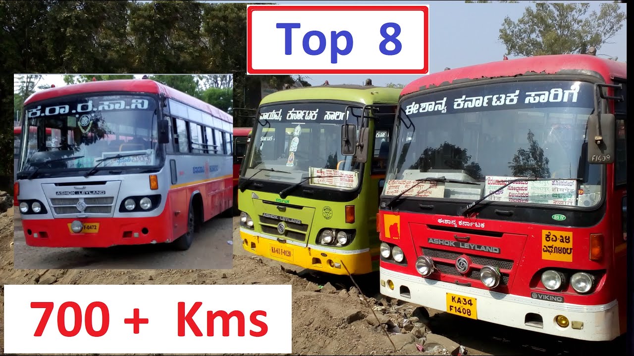 Overall Top 8 Longest KSRTC - NWKRTC - NEKRTC Sarige (Express) Bus Routes