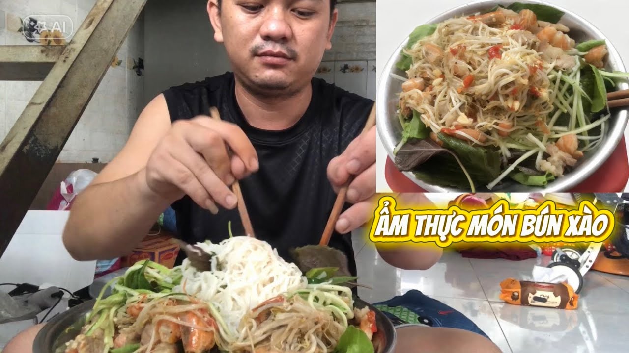 Ẩm thực nấu món bún xào tôm rất ngon #2