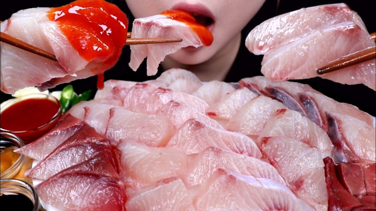 ASMR RAW FISH YELLOWTAIL 대방어회 리얼사운드 먹방 EATING SOUND MUKBANG