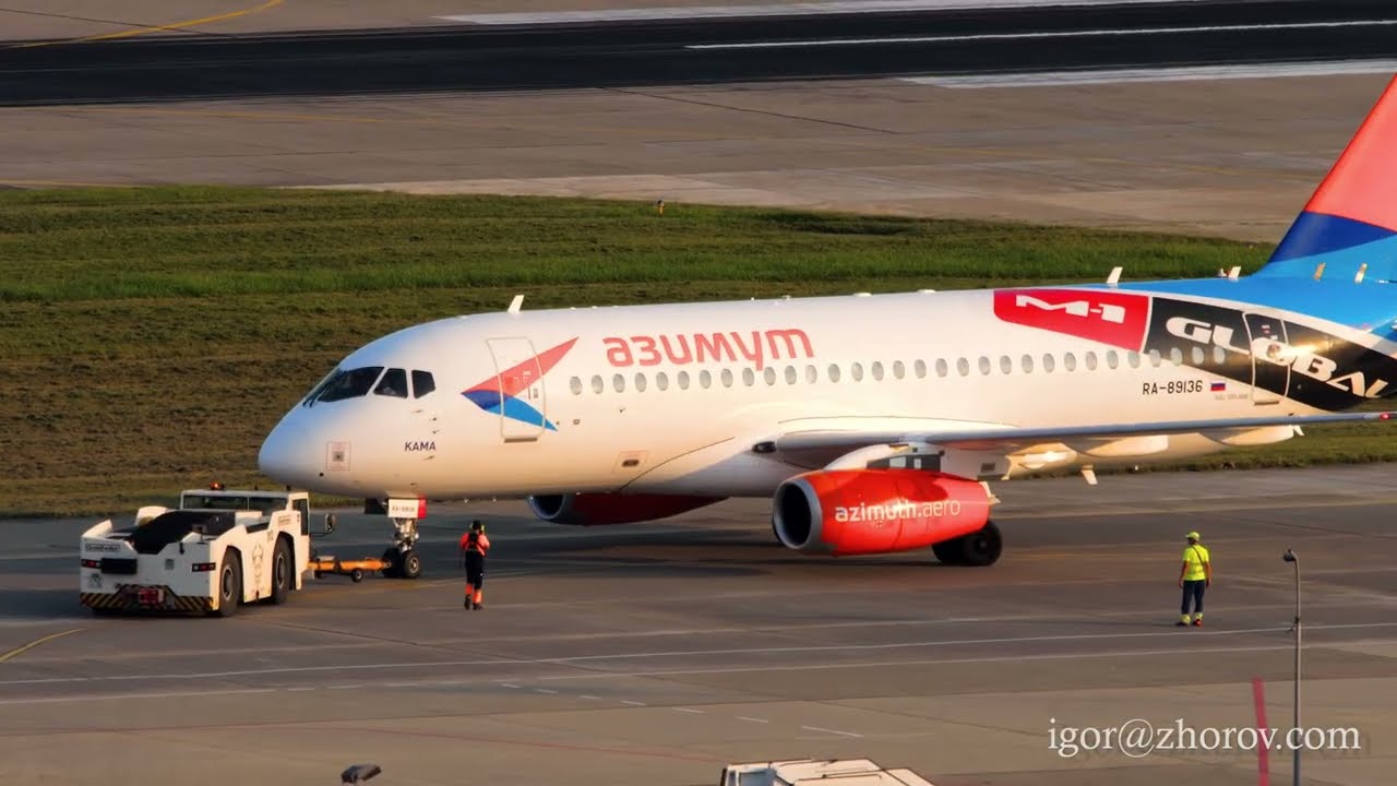 Azimuth Airlines Sukhoi Superjet 100 at Sochi airport