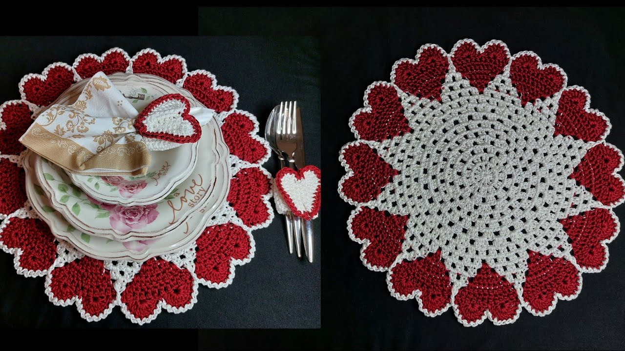 Kalpli supla yapımı. Very easy heart shaped sousplat crocheting.