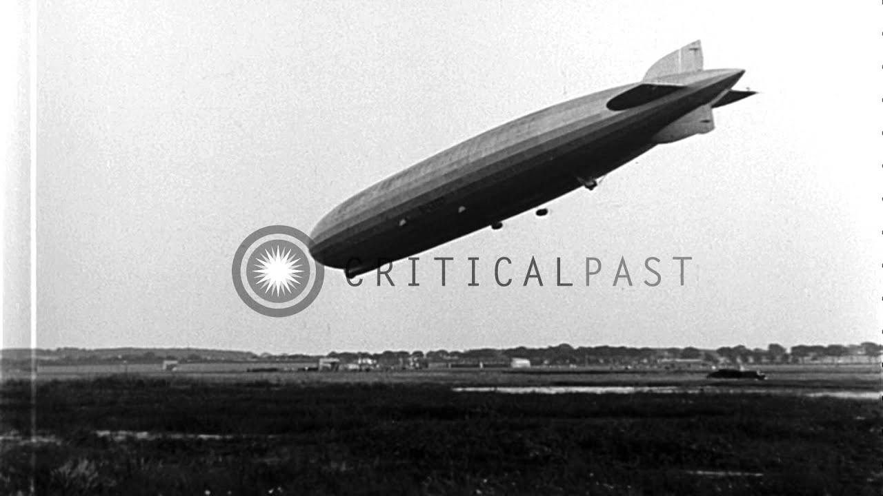 Landing operations of LZ-127 Graf Zeppelin airship at Friedrichshafen, Germany HD Stock Footage