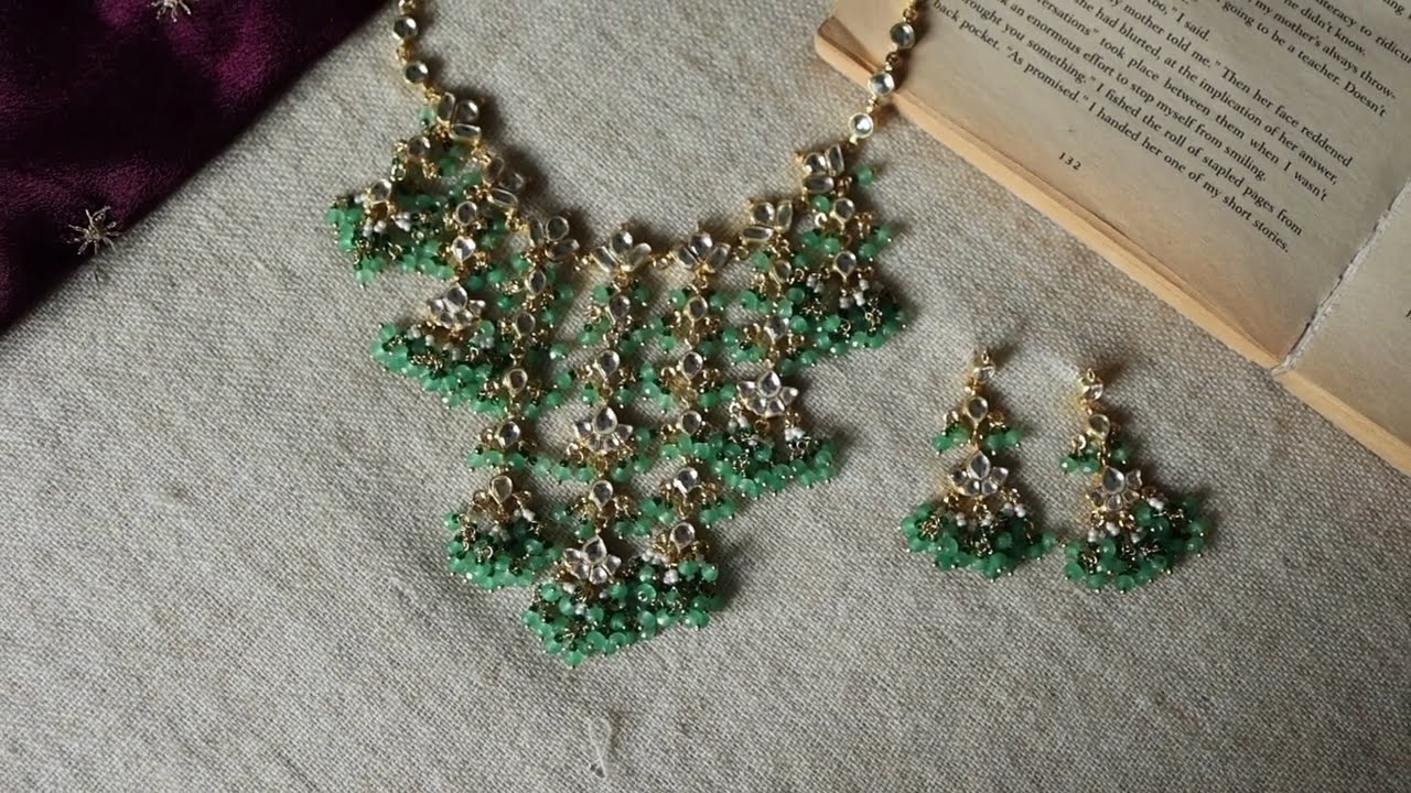 Madeleine Green Kundan Necklace Set