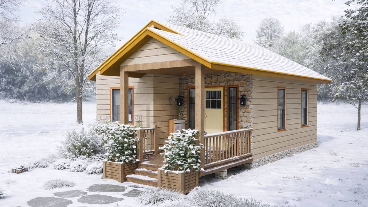 16' x 26' (5 x 8 Meters) Cozy Tiny House with a Wooden Porch | Exploring Tiny House
