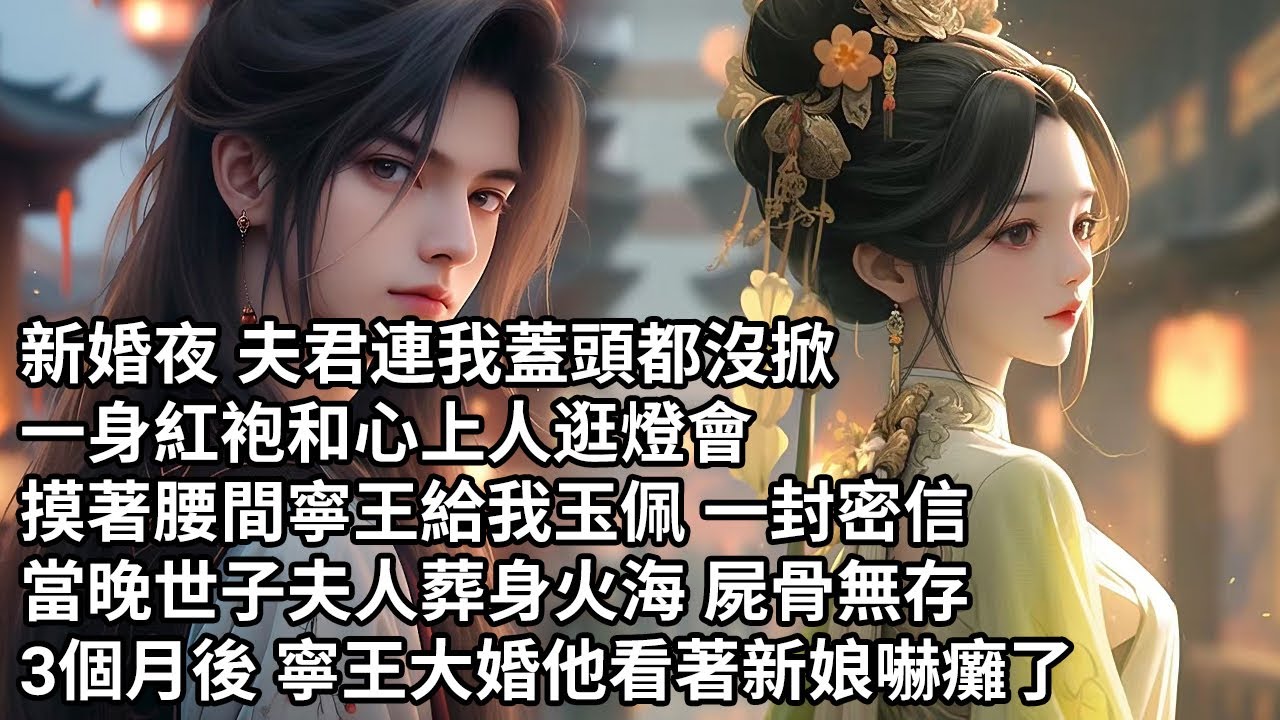 【一口氣看完】新婚夜 夫君連我蓋頭都沒掀，一身紅袍和心上人逛燈會，摸著腰間寧王給我玉佩 一封密信，當晚世子夫人葬身火海 屍骨無存，3個月後 寧王大婚他看著新娘嚇癱了