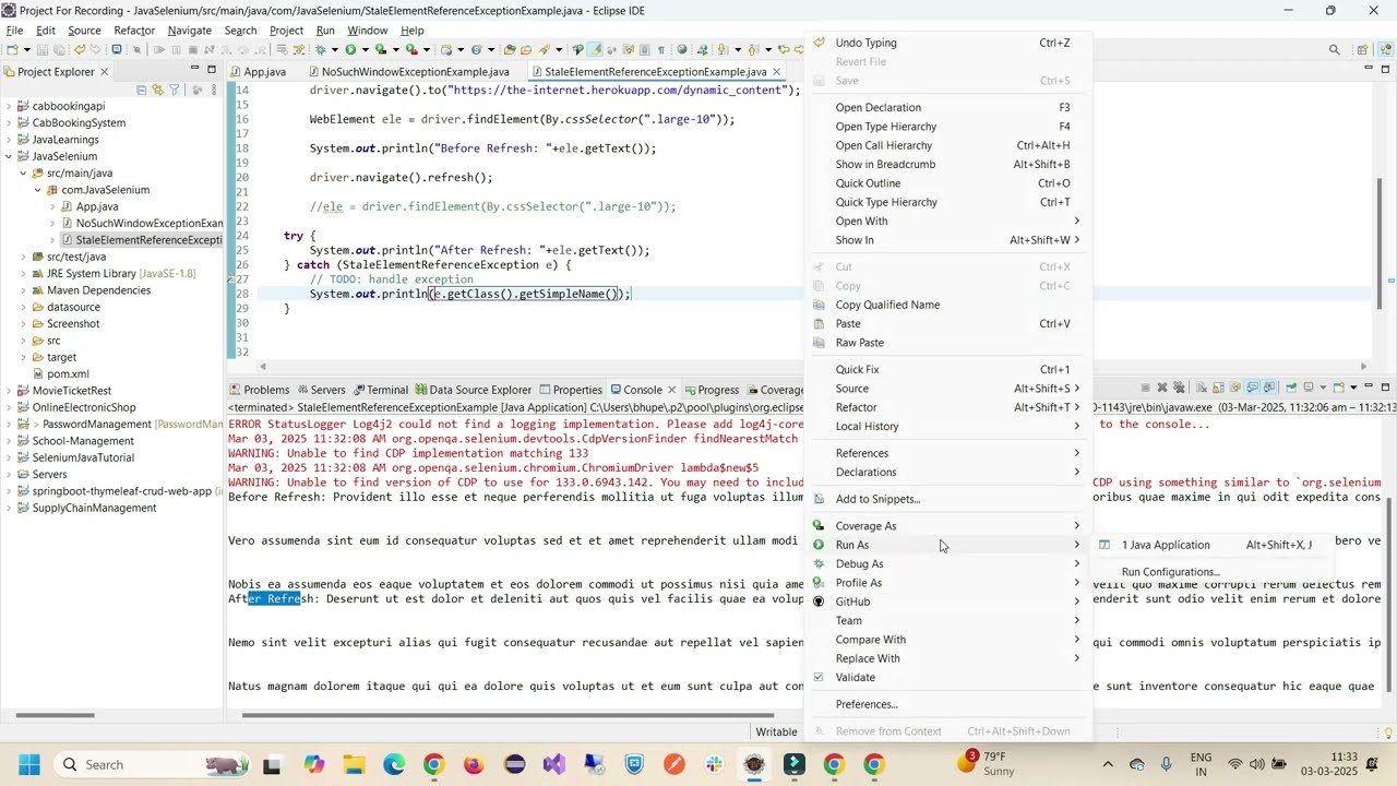 StaleElementReferenceException in Selenium | Causes & Solutions with example