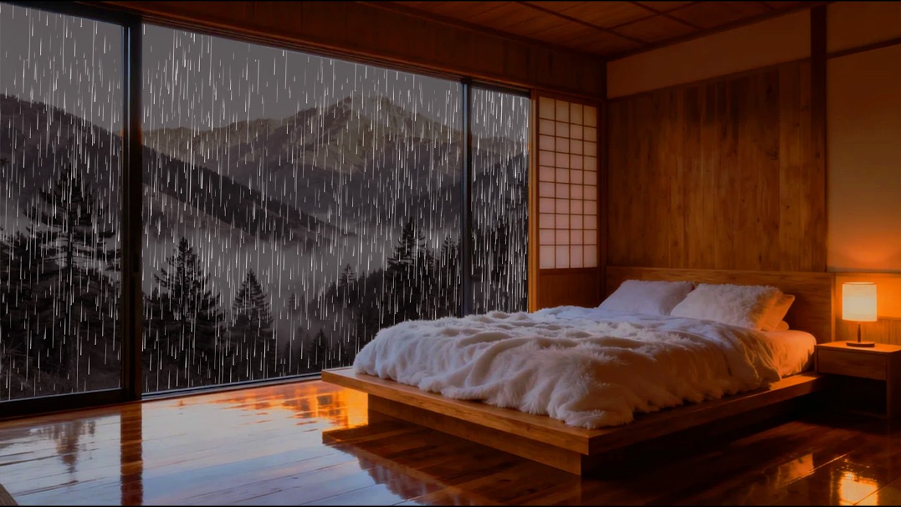 Rainy Night in a Cozy Japanese Mountain Bedroom – Relaxing Rain Sounds for Deep Sleep