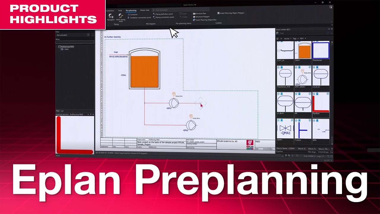 Eplan Preplanning: от схем P&ID до схем управления с обеспечением единообразия данных.