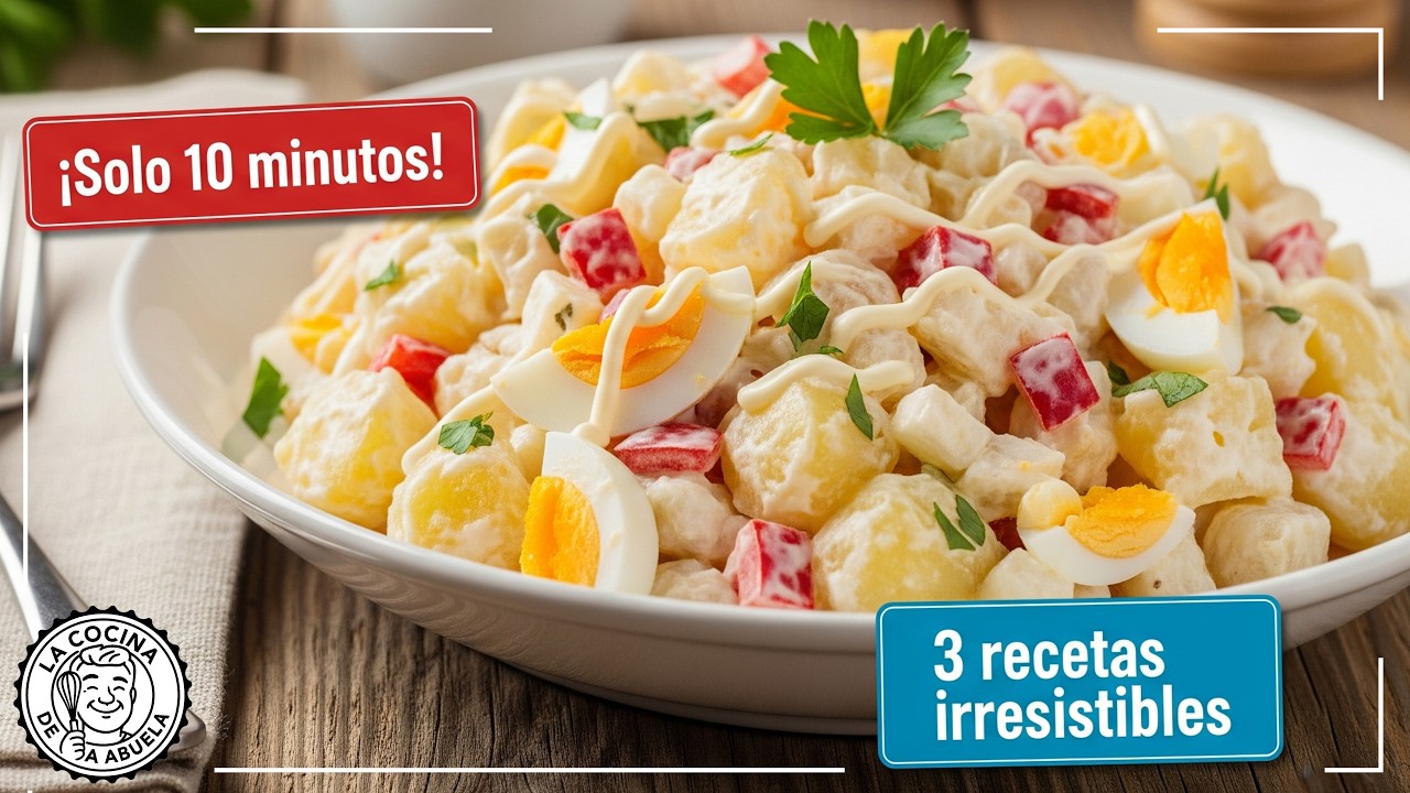 Descubre como hacer 3 RECETAS de ENSALADILLA RUSA en 10 minutos. Cremosas