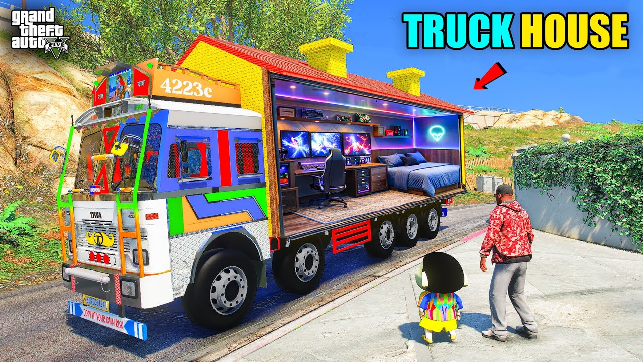Franklin & Shinchan Built A House On His Indian TATA Truck in GTA 5