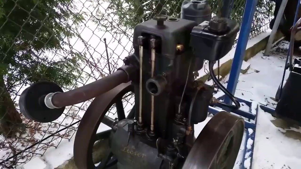 Lister CS 6/1 diesel engine cold start (-13°C)