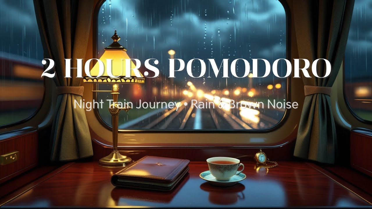 Night Train Journey 🚂 2 Hours Pomodoro Timer (25/5) for Deep Work