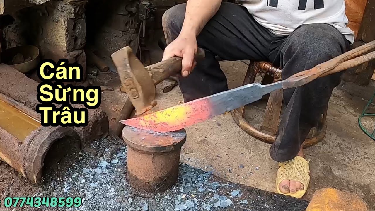 Rèn Thủ Công & Hoàn Thiện Cán Vỏ Cho Cây Dao Mèo