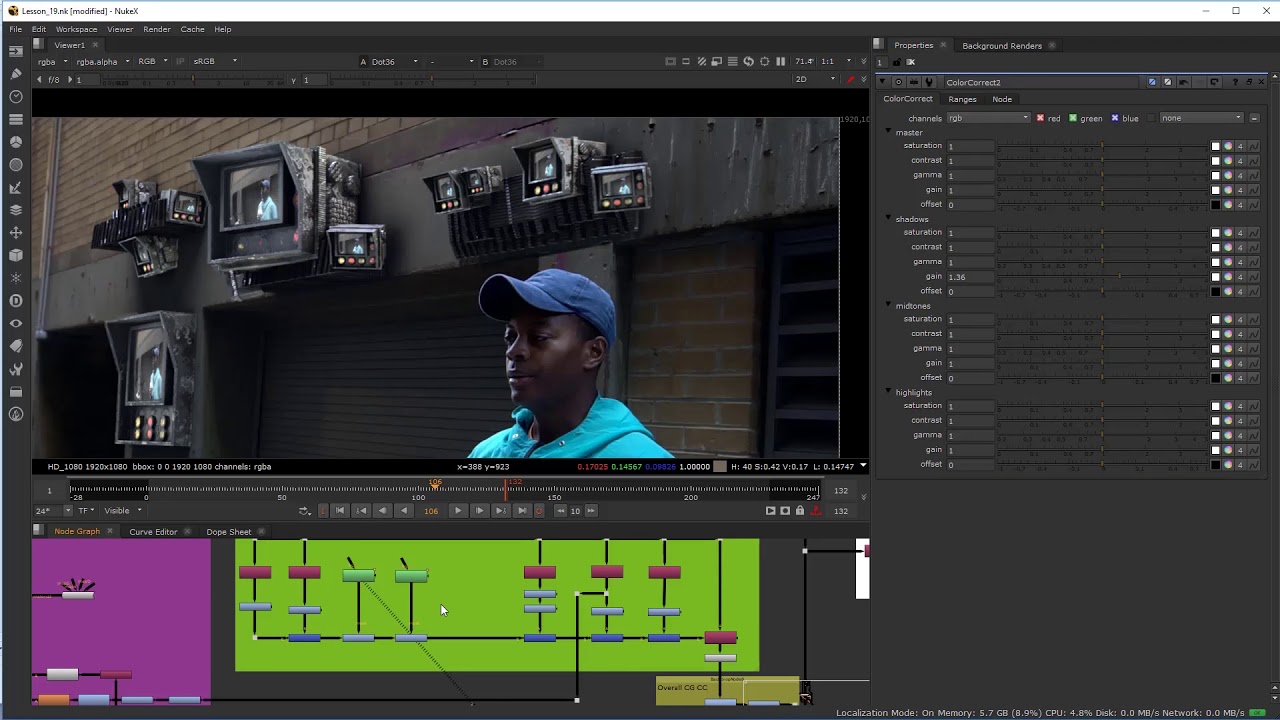 Nuke 104- Cleanup & Color in Nuke - Lesson 19: 2D and 3D Masking for Grade