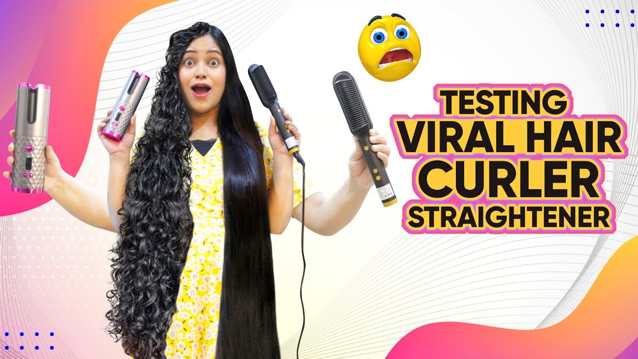 😱Testing Viral Hair Gadgets Curler Vs. Strightner🙆🏻‍♀️ Which is better? Most Affordable It's Working