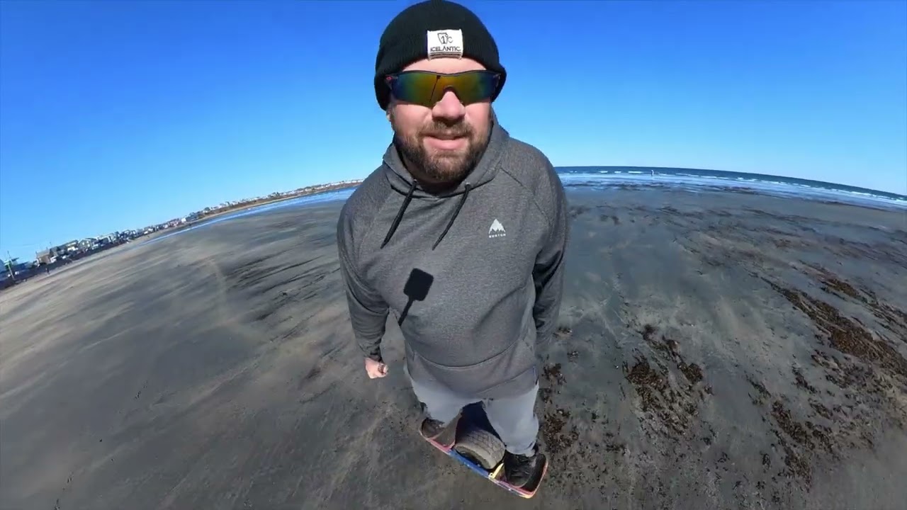 Onewheeling on a beach in Mane