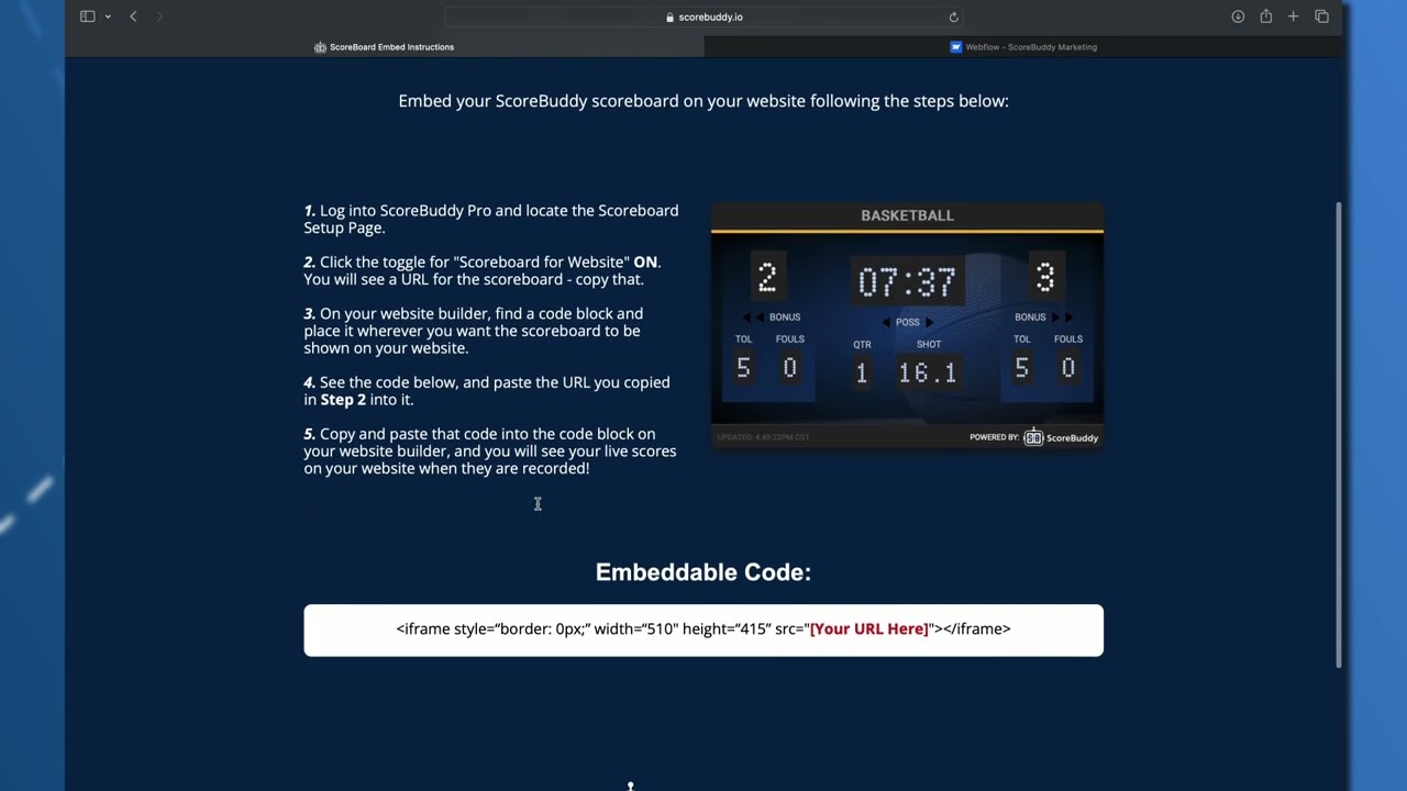 How to Setup a Scoreboard for Website | Scorebuddy