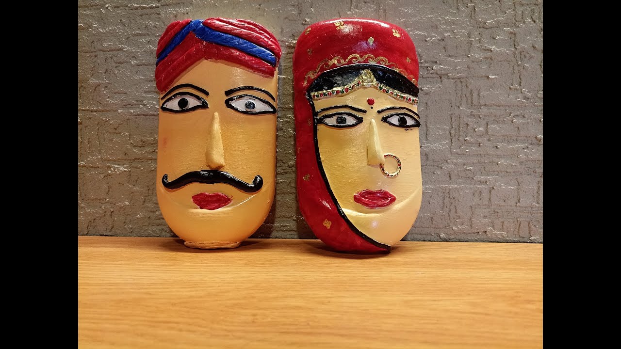 Rajasthani Tribal mask/ DIY wall decor tribal face mask/ best out of waste