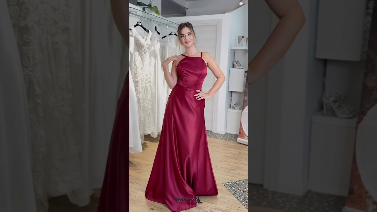 Abito da cerimonia elegante in satin rosso borgogna &hearts;️ #abitocerimonia #bridesmaids