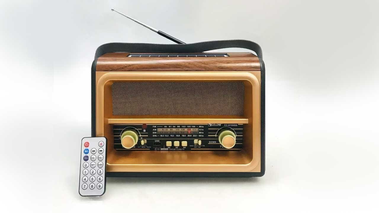 GOLON Radio FM RX-BT88SQ Retro Vintage Bluetooth Radio Speaker with Solar Rechargeable