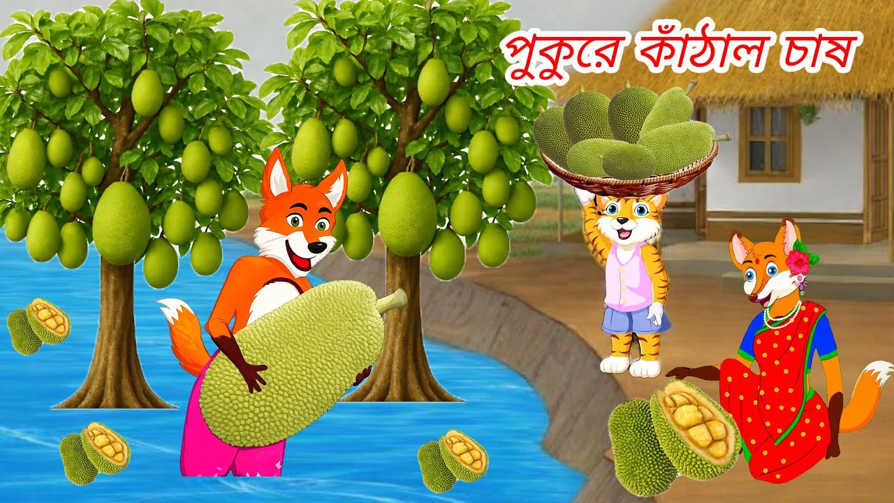 পুকুরে কাঁঠাল চাষ 🍈 | শিয়াল পরিবারের মজার কাহিনী | Bangla Cartoon Story | Ador Cartoon Zone 04
