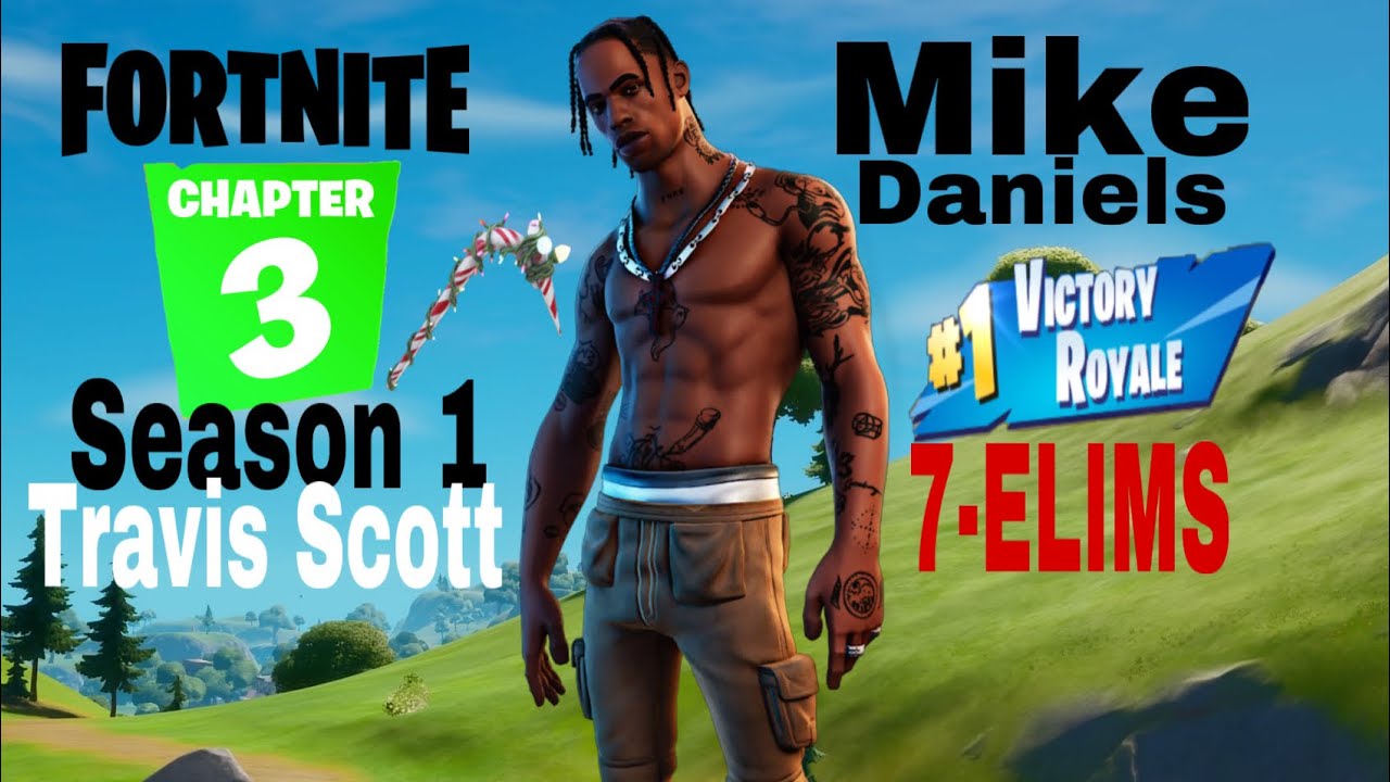Fortnite:Travis Scott Gameplay solo Victory Royal Chapter 3 Season 1 (PS4 Slim)