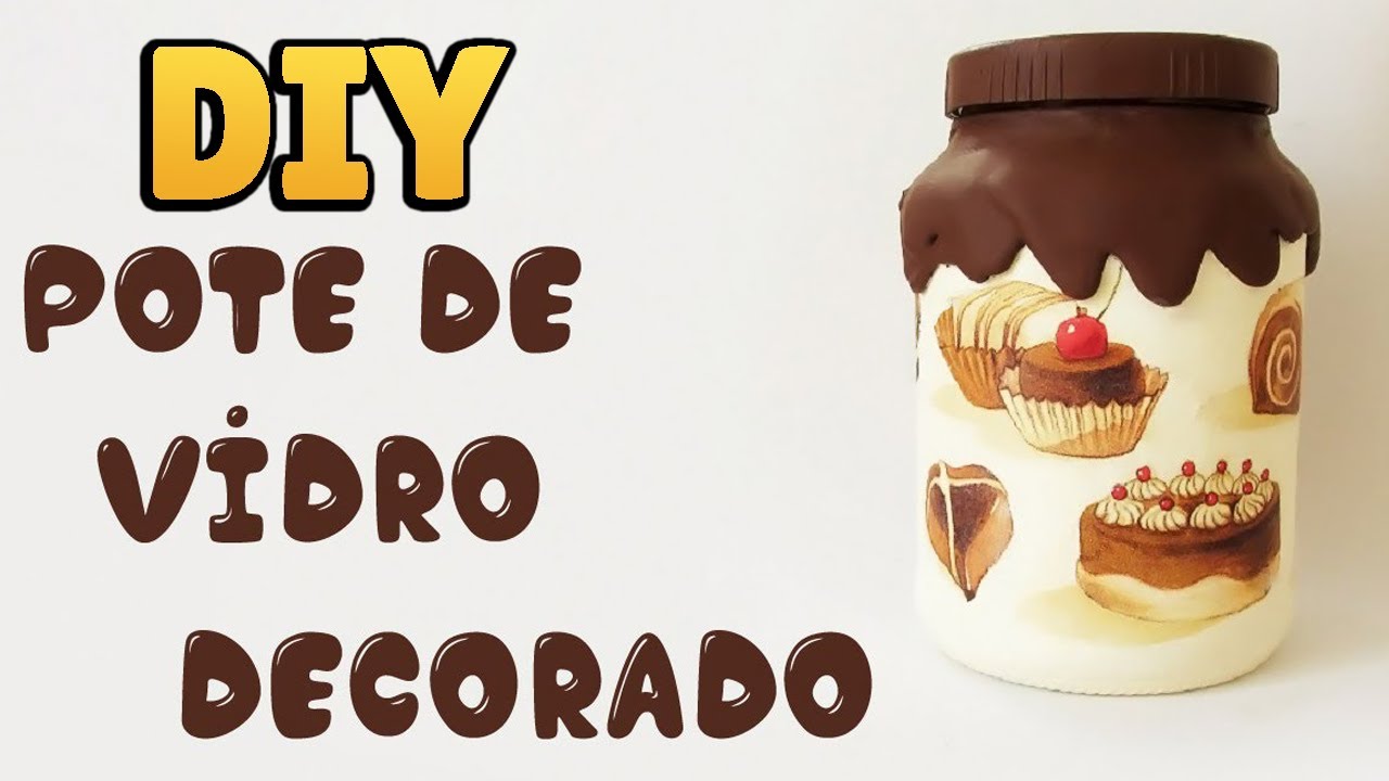 DIY: Como Fazer POTE de VIDRO DECORADO - Calda de Cola Quente (Artesanato e Reciclagem) #diyvidros