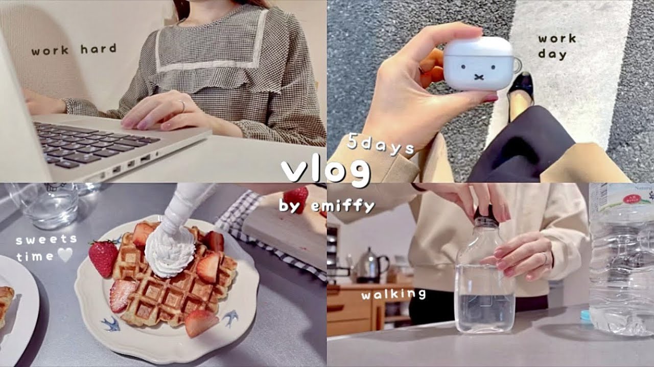 office worker's 5days vlog👩🏻‍💻 9-5 work, lots of eat, cooking, make croffle🧇, outfits etc.