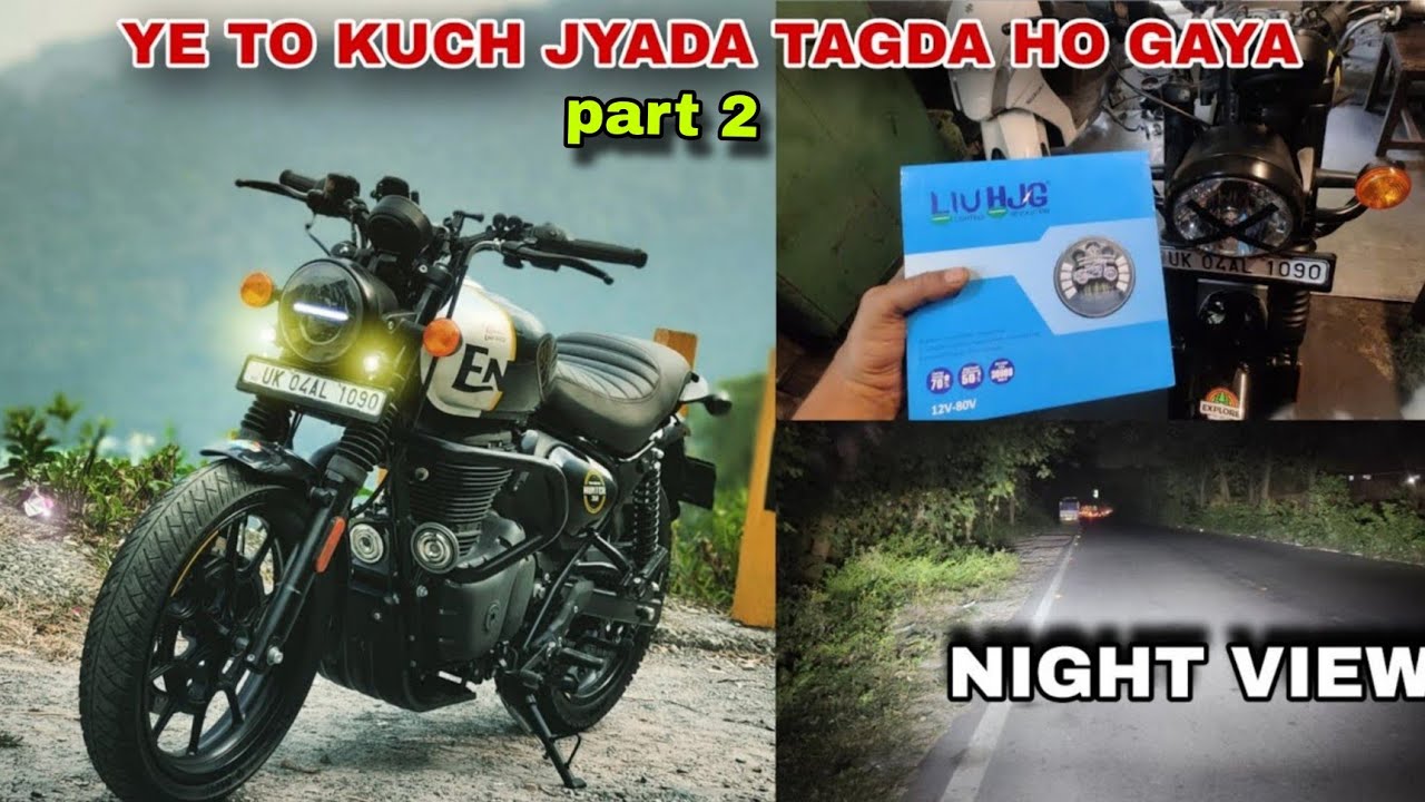 HJG Minus LED Headlight with Mini drive fog light Install || || NEW HANDLE BAR MIRROR || HINTER 350
