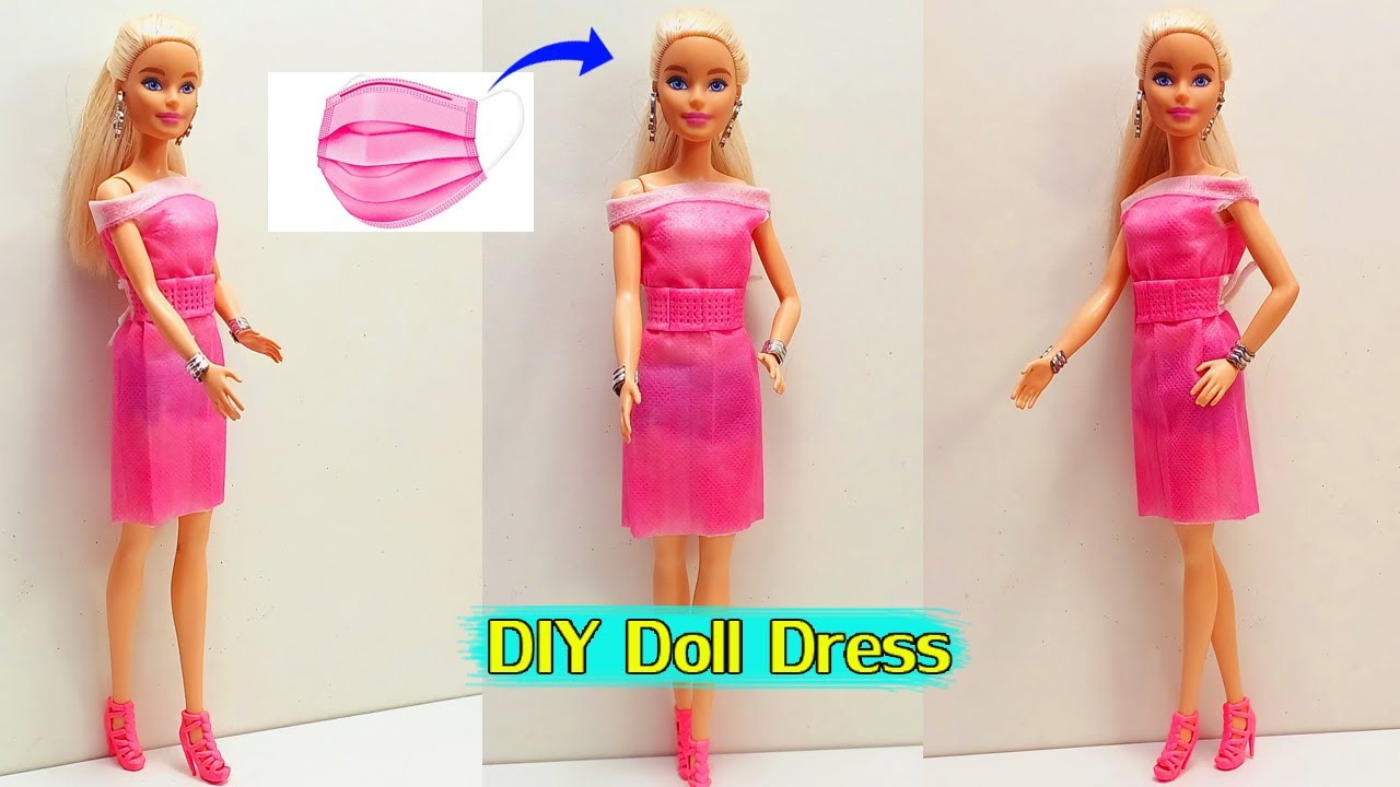 DIY👗 Doll Dress From Mask 😷| Barbie Hacks and Crafts | Waste Disposable Mask Dress😷