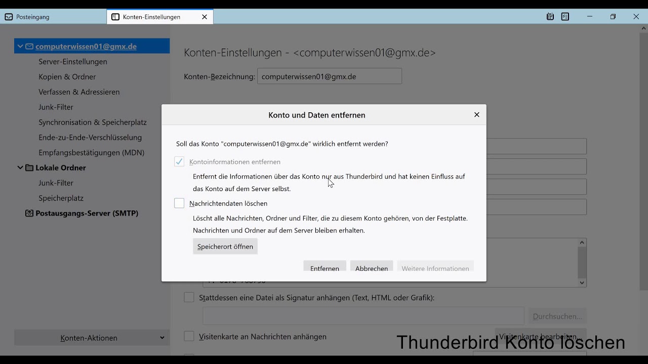 Mozilla Thunderbird: So löschen Sie Ihr E-Mail-Konto in Thunderbird schnell und einfach