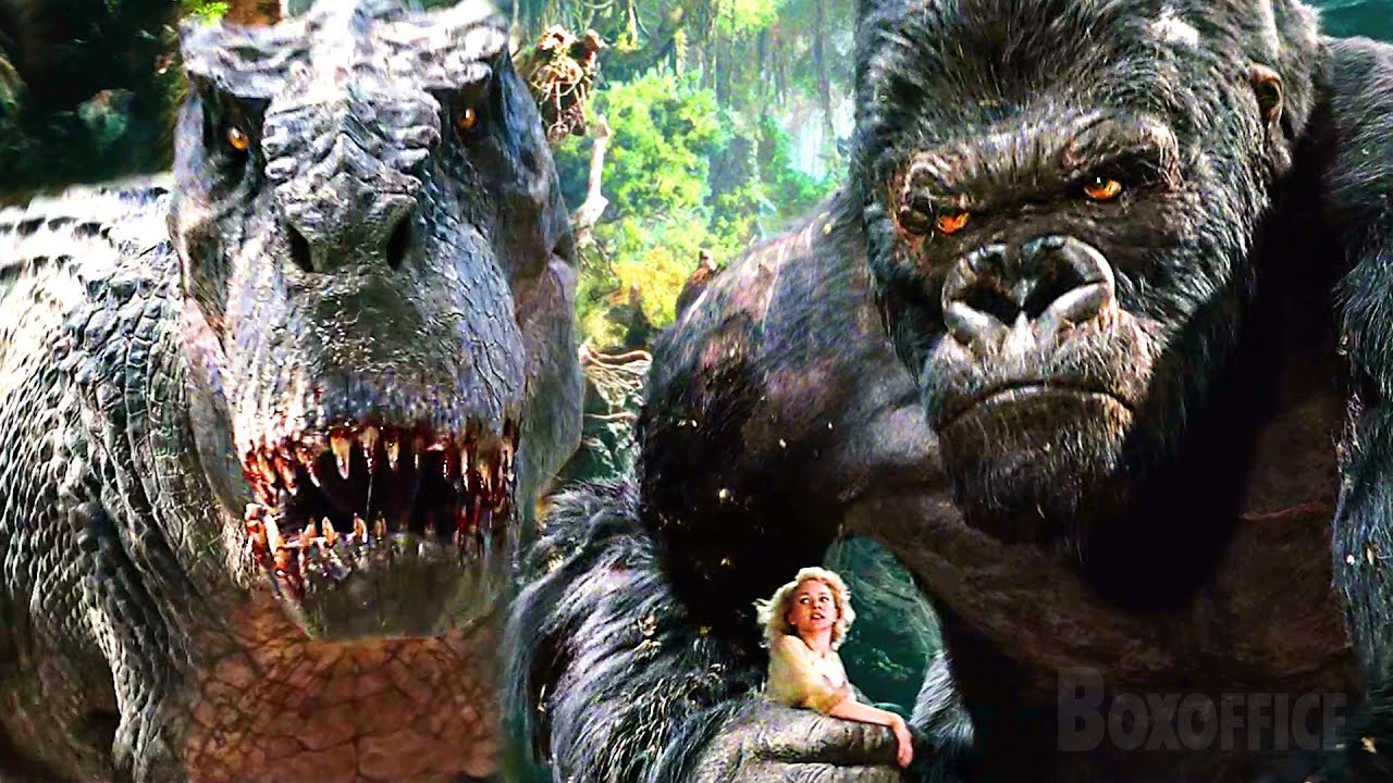 THREE T-Rexes VS King KONG | LEGENDARY Dinosaur Scene