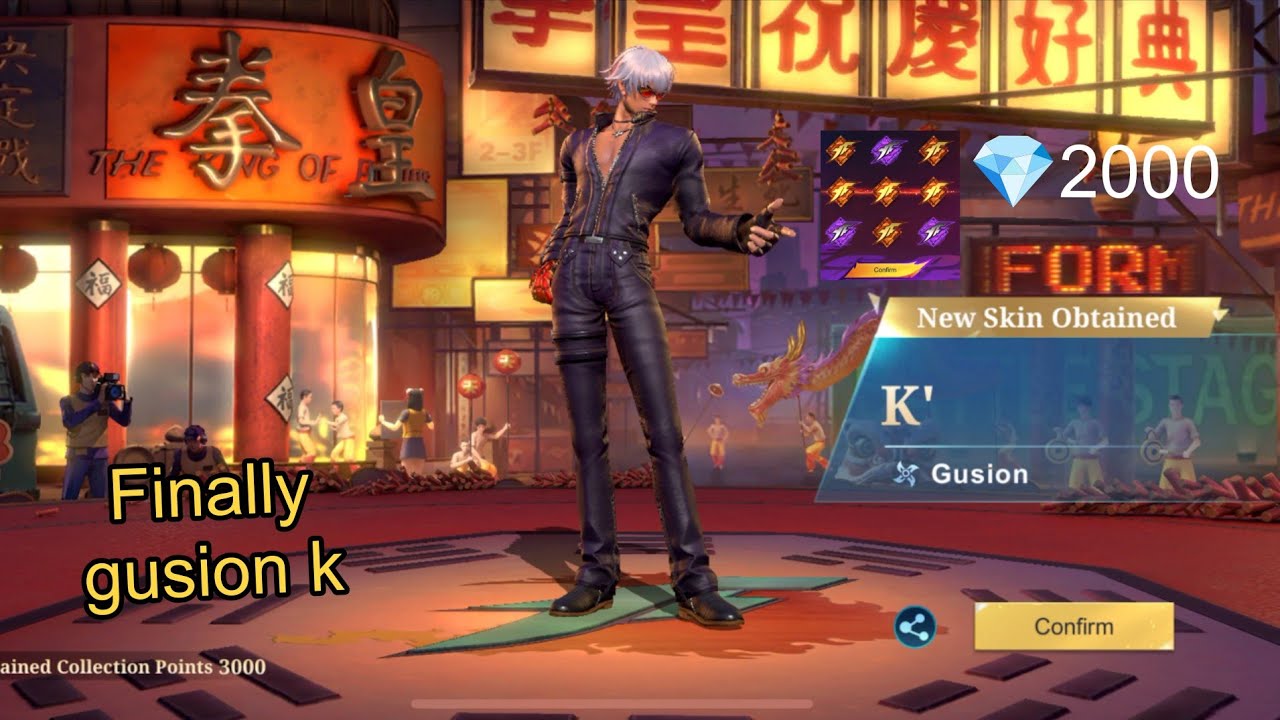 Finally Gusion `K` skin | Mlbb Kof Draw |2,000 Diamond spend kof 