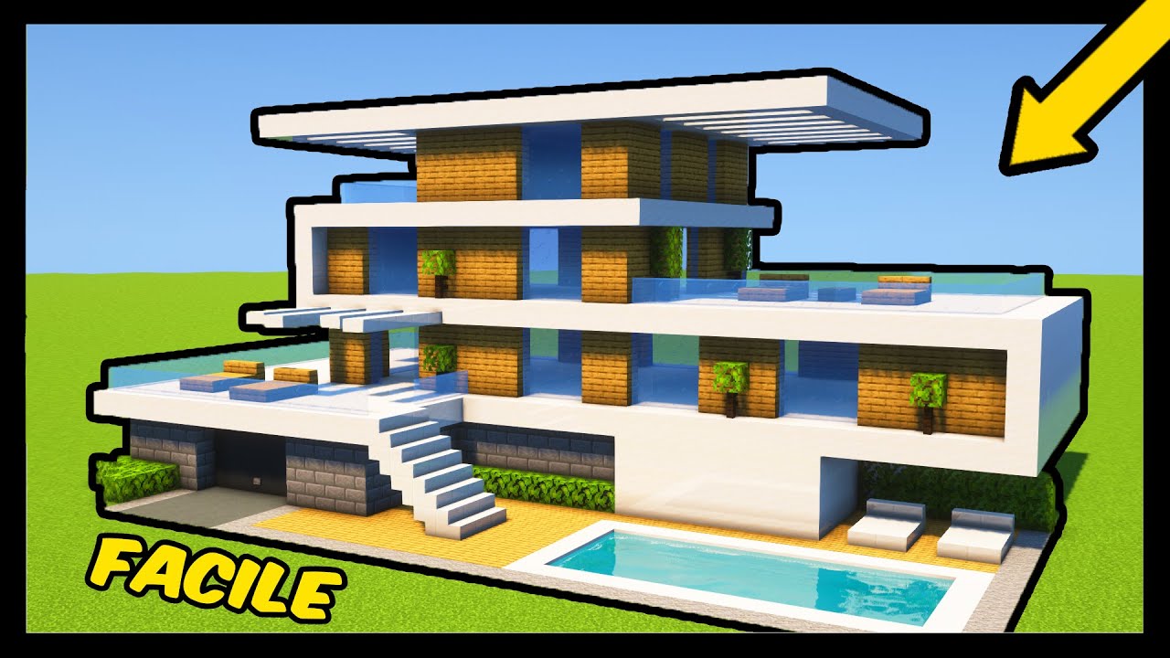 TUTO GRANDE MAISON MODERNE FACILE A FAIRE | MINECRAFT