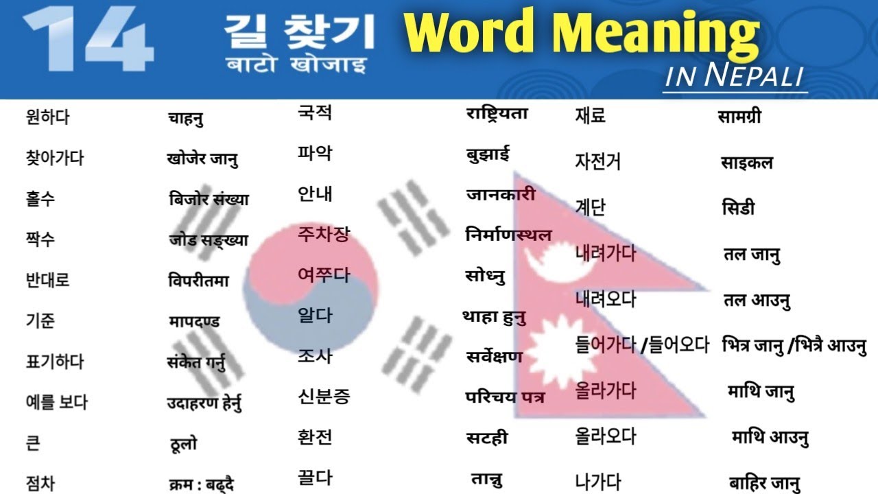 New Course Book Korean meaning in Nepali| chapter 14 | Meaning series| Korea Bhasa