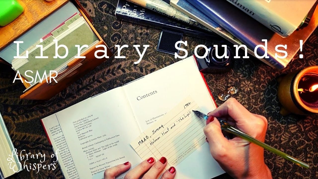 ASMR | Library Sounds! Cataloging Books, Stamping, Whispering, Writing with an Ink Pen