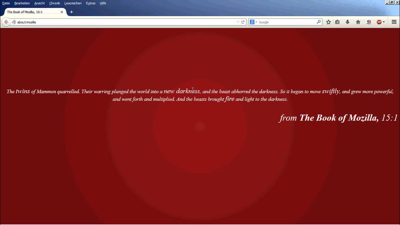 About Easter Egg in Mozilla Firefox