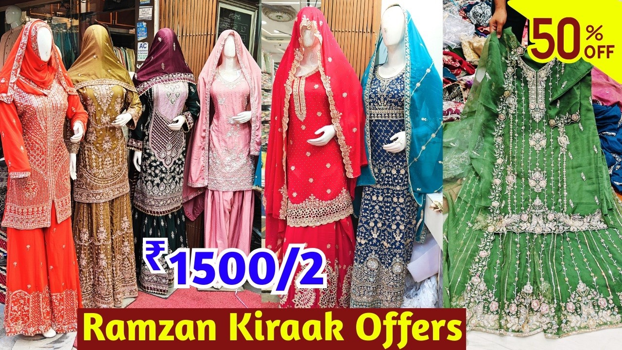 Ramzan Kiraak Offers Flat 50% OFF ₹ 1500/2 Cotton Pakistani Suits Bridal Dresses Frocks Sarees